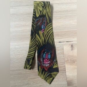Vintage 1991 WWF World Wildlife Fund Mandril Old World Monkey Silk Necktie *I25